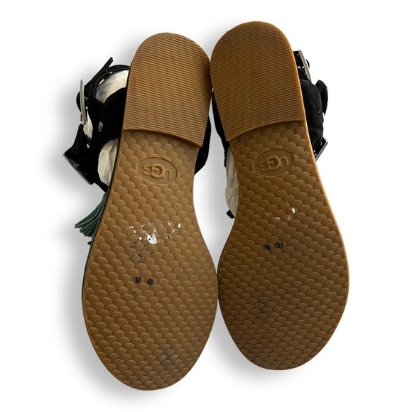 Ugg Lecia Black Suede Leather Tassel Ankle Wrap Gladiator Sandals - Picture 14 of 16